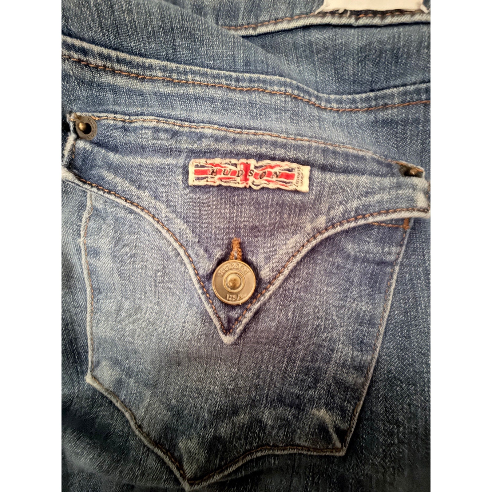 Hudson Bacara Crop Straight Mid Rise Jeans Women's 28 Made USA Stretch Denim
