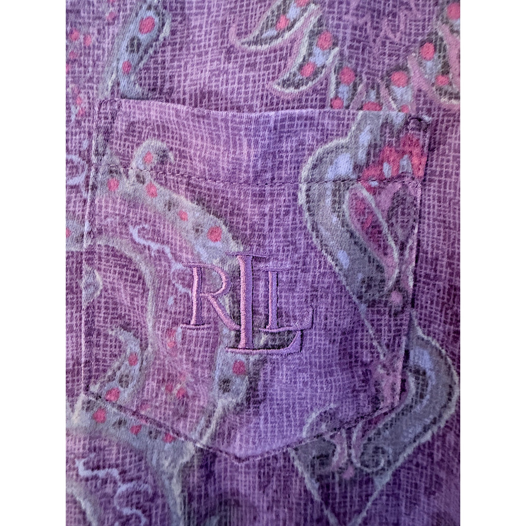 Lauren Ralph Lauren Paisley Button Up Shirt Womens XL Purple Boho Blouse