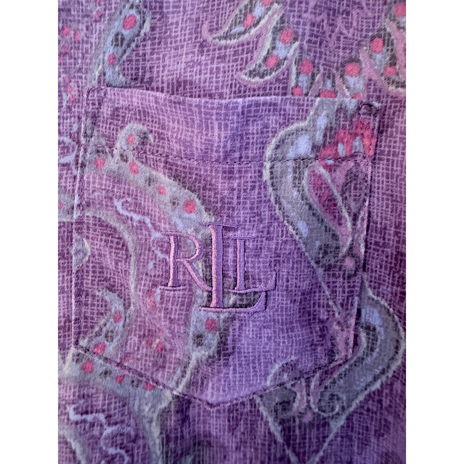 Lauren Ralph Lauren Paisley Button Up Shirt Womens XL Purple Boho Blouse