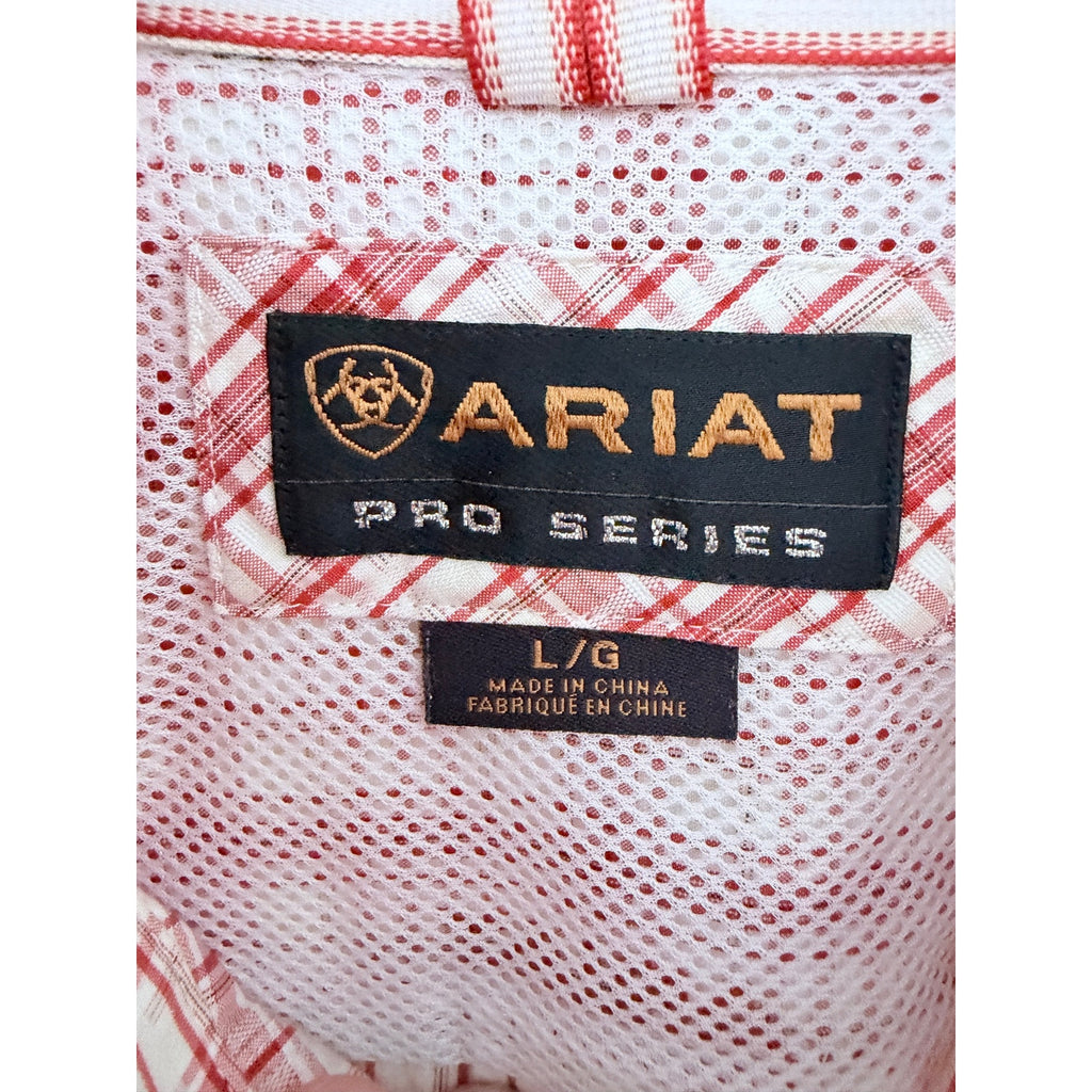Ariat Pro Series Plaid Shirt Mens Large Red Western Short Sleeve Button Up