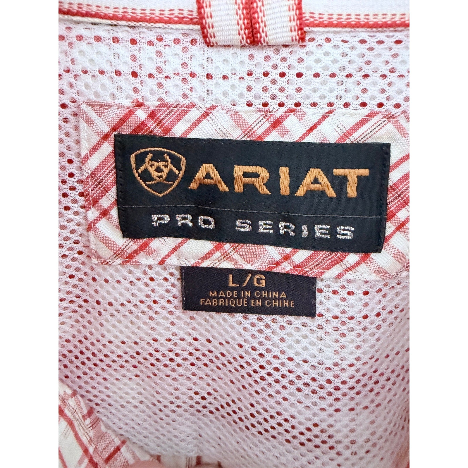 Ariat Pro Series Plaid Shirt Mens Large Red Western Short Sleeve Button Up