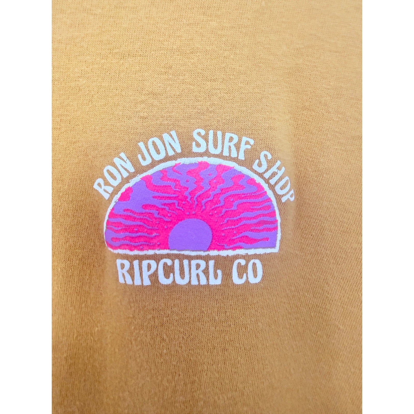 Rip Curl Ron Jon Surf Shop Shirt Mens Medium Yellow Long Sleeve Graphic Surf Tee