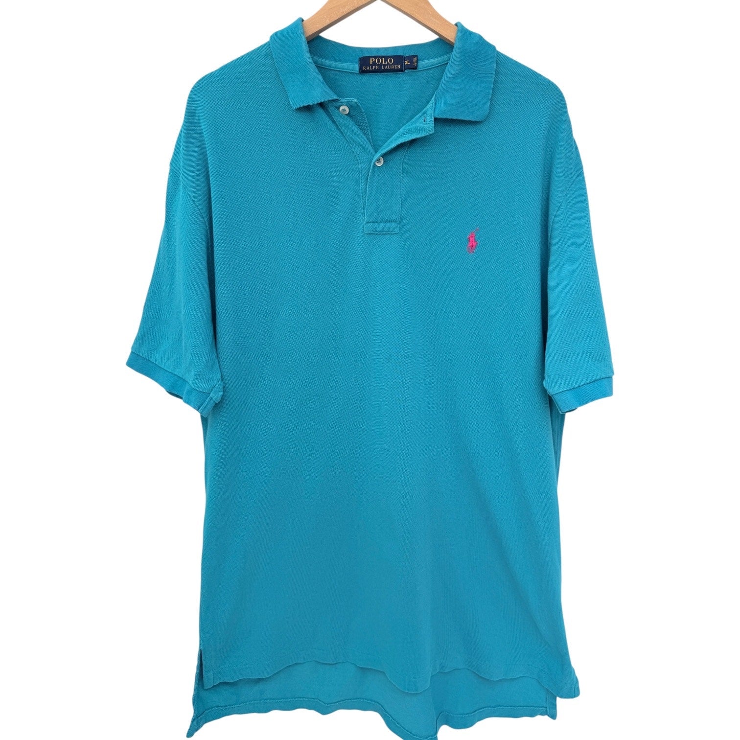 Polo Ralph Lauren Polo Shirt Mens XL Turquoise Purple Pony Short Sleeve