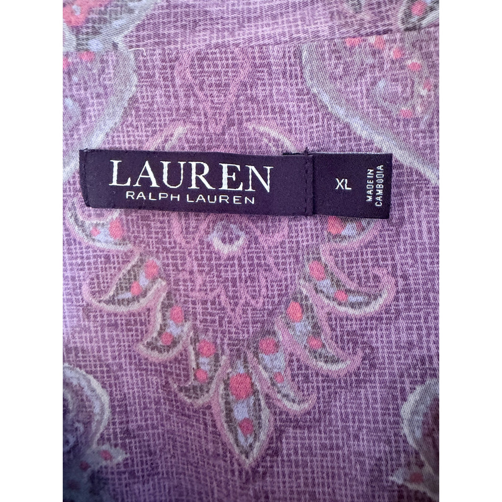 Lauren Ralph Lauren Paisley Button Up Shirt Womens XL Purple Boho Blouse