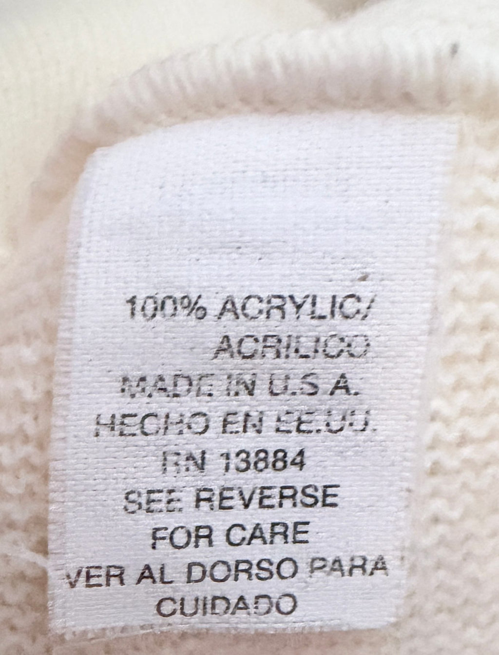 IZOD Men's White Cable-Knit Mock Neck Striped Sweater — fabric content tag