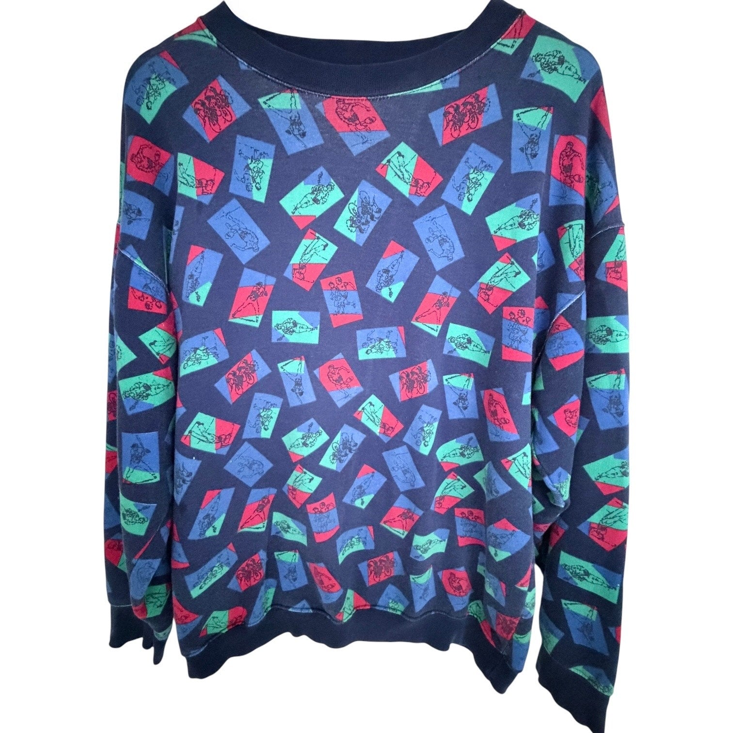 Northern Isles Vintage Sweatshirt Mens L Navy Ski Print Crewneck Pullover 90s