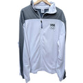 USA Olympic Team Jacket Mens 2XL White Gray Full Zip Made In USA Track Jacket