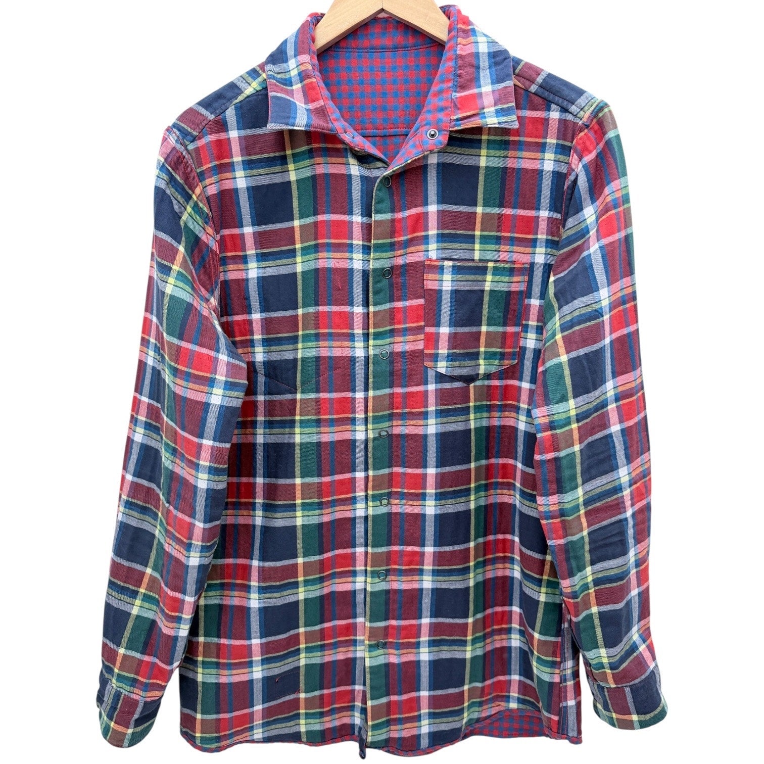 Marvel Avengers Reversible Button Up Shirt Mens Medium Plaid Casual Long Sleeve