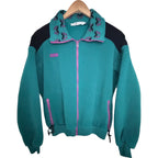 Vintage Columbia Radial Sleeve Fleece Jacket Womens Large Teal Purple Made USA