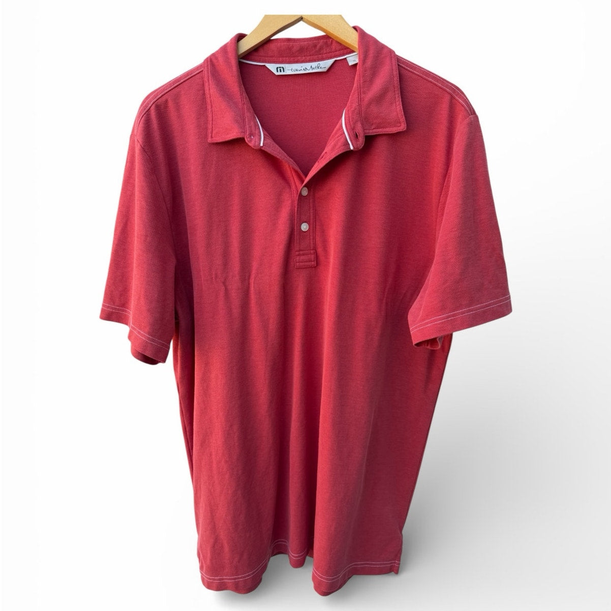 TravisMathew Polo Shirt Mens Large Red Golf Casual Performance Polo