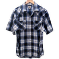 Ely Cattleman Shirt Mens XL Blue Plaid Western Pearl Snap Short Sleeve Cowboy