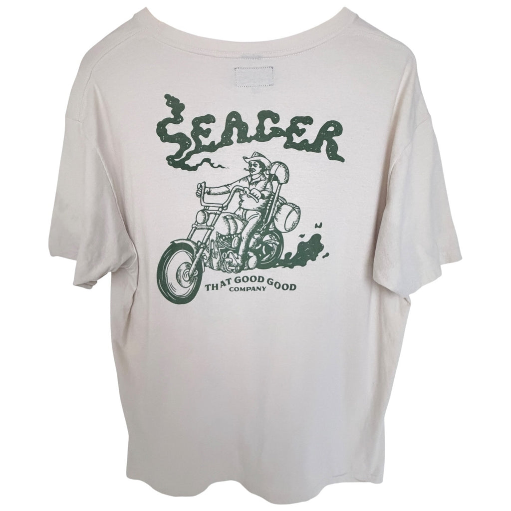 Seager That Good Good Company Motorcycle Graphic T Shirt Mens XL Beige
