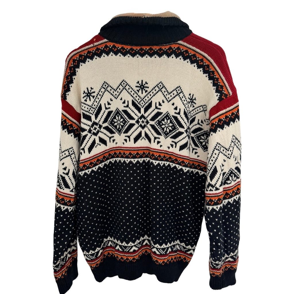 Disegna Italia Nordic Quarter Zip Sweater Mens Large Black Fair Isle Knit
