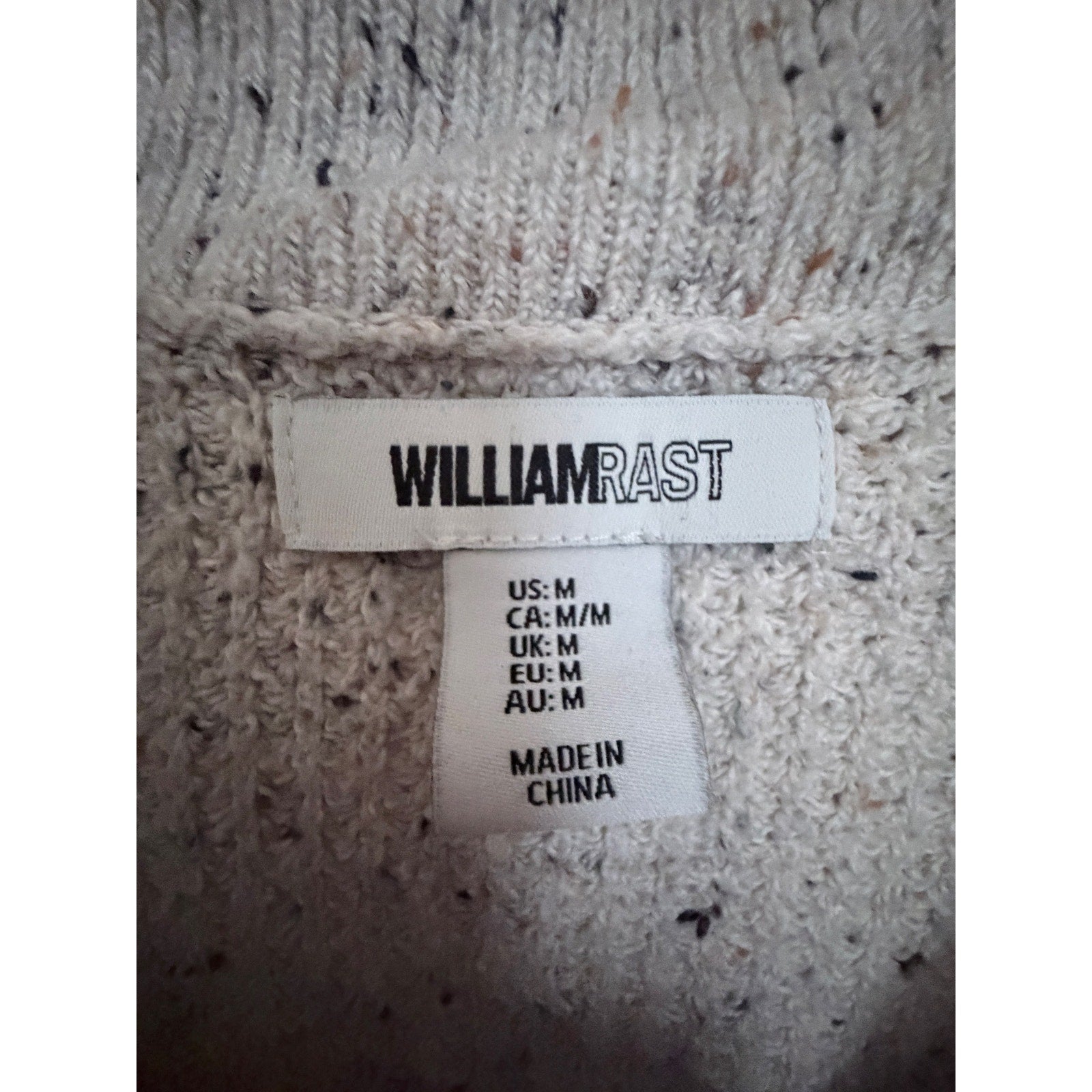 William Rast Cowl Neck Sweater Womens Medium Beige Speckled Knit Pullover