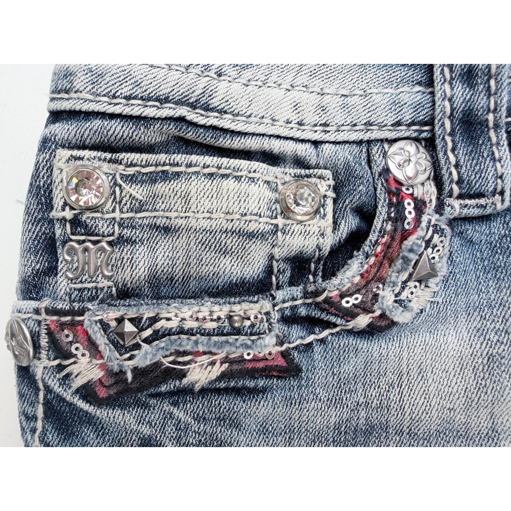 Miss Me Denim Shorts Womens 30 Distressed Sequin Cut Off Jean Shorts