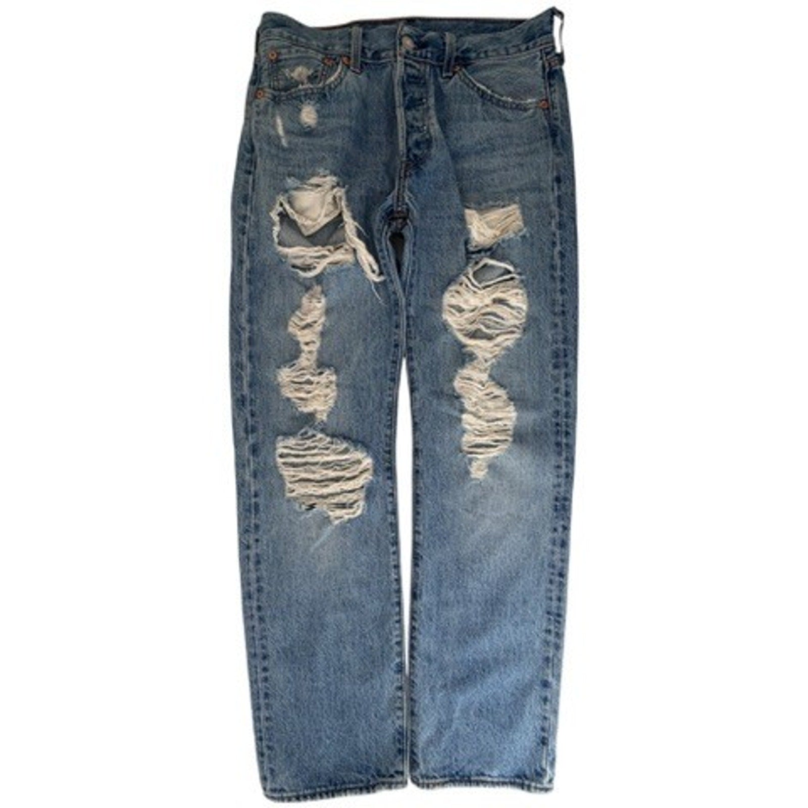 Levi's 501 Mens 30x30 Blue Distressed Ripped Jeans