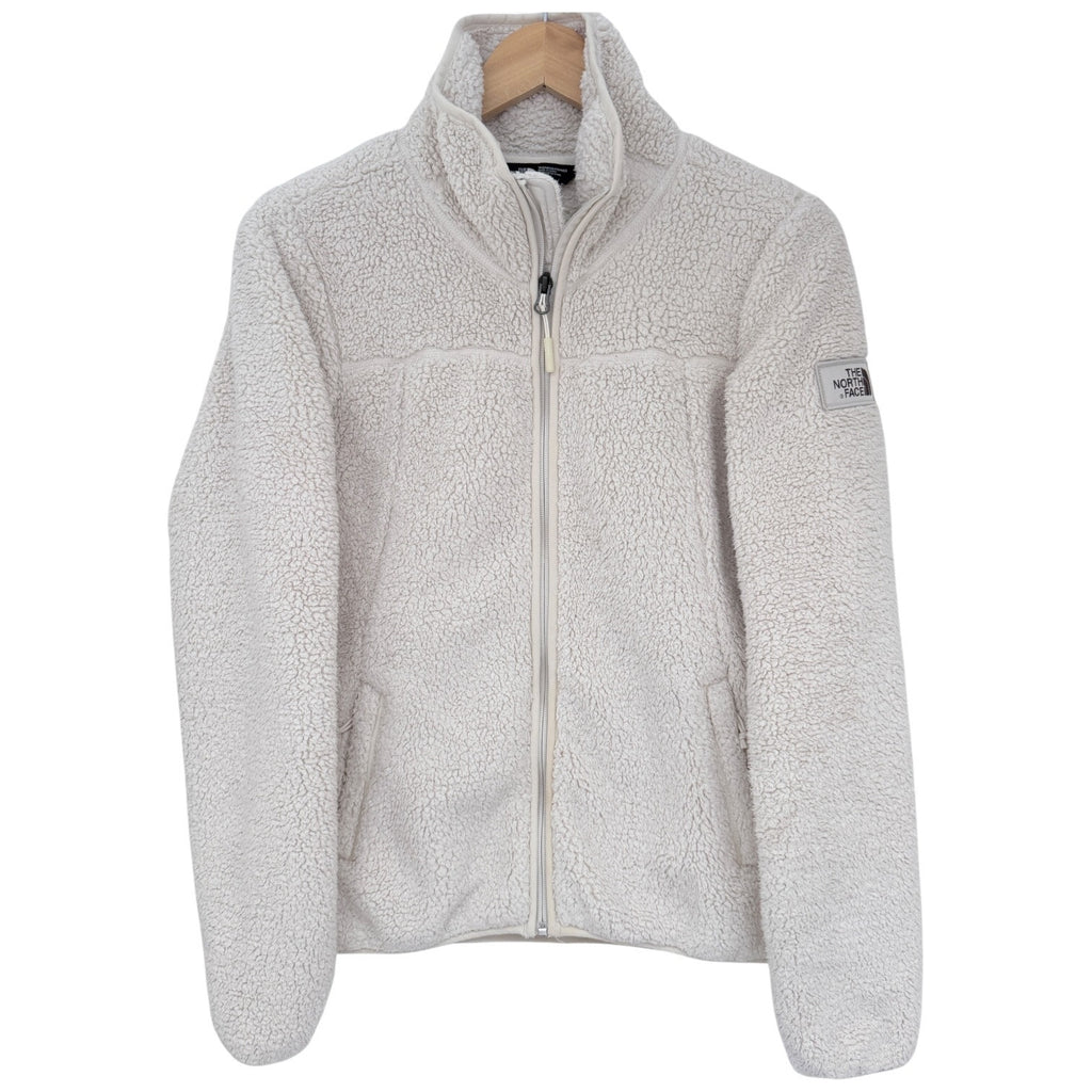 The North Face Sherpa Fleece Jacket Womens Small Cream Full Zip