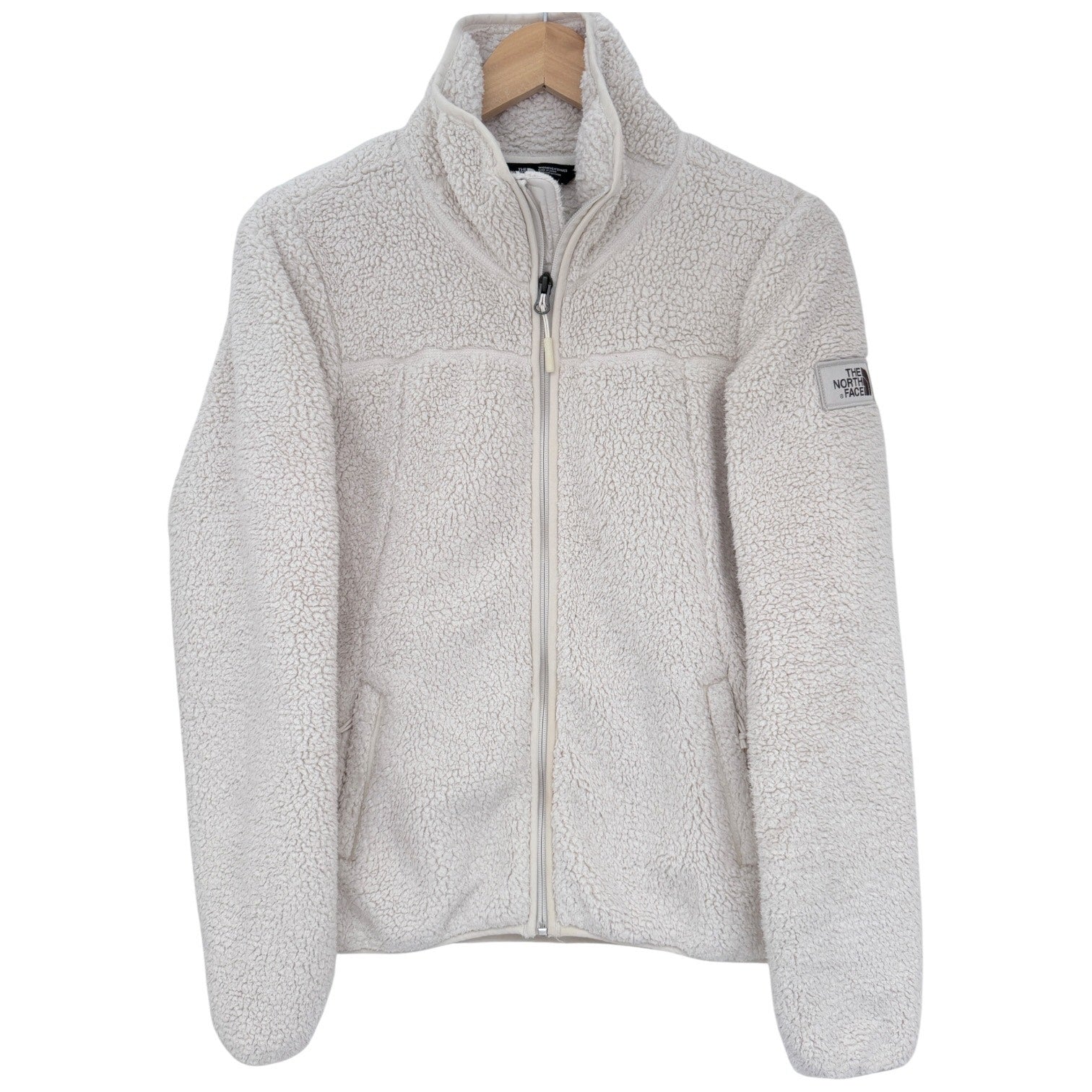 The North Face Sherpa Fleece Jacket Womens Small Cream Full Zip