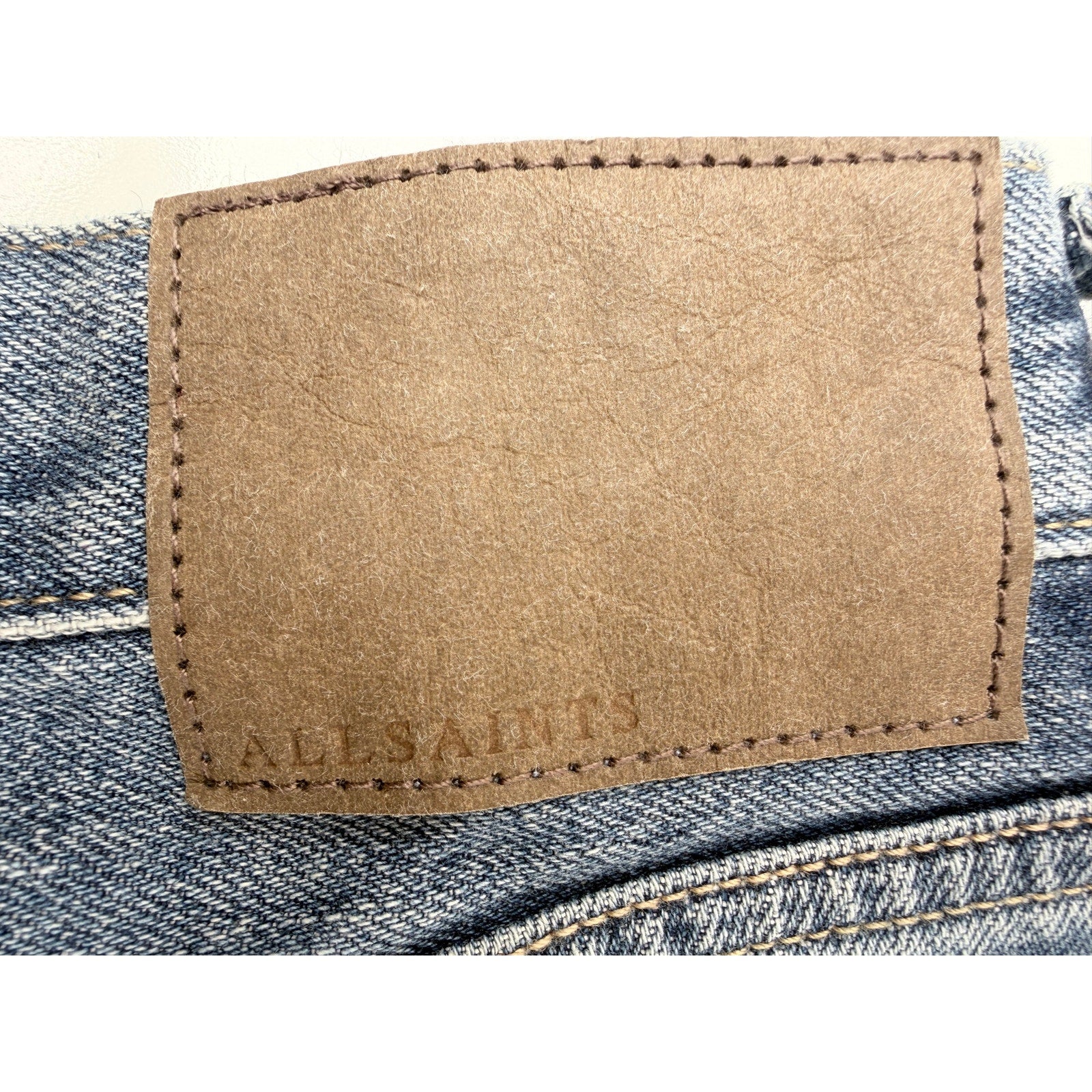 AllSaints Switch Denim Shorts Mens 31 Blue Button Fly Hem Designer Jean Shorts