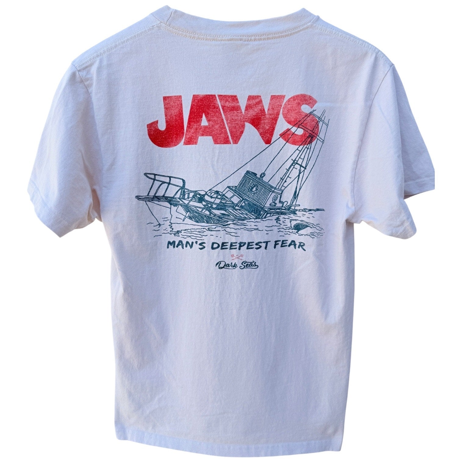 Jaws Dark Seas T Shirt Mens Small White Graphic Movie