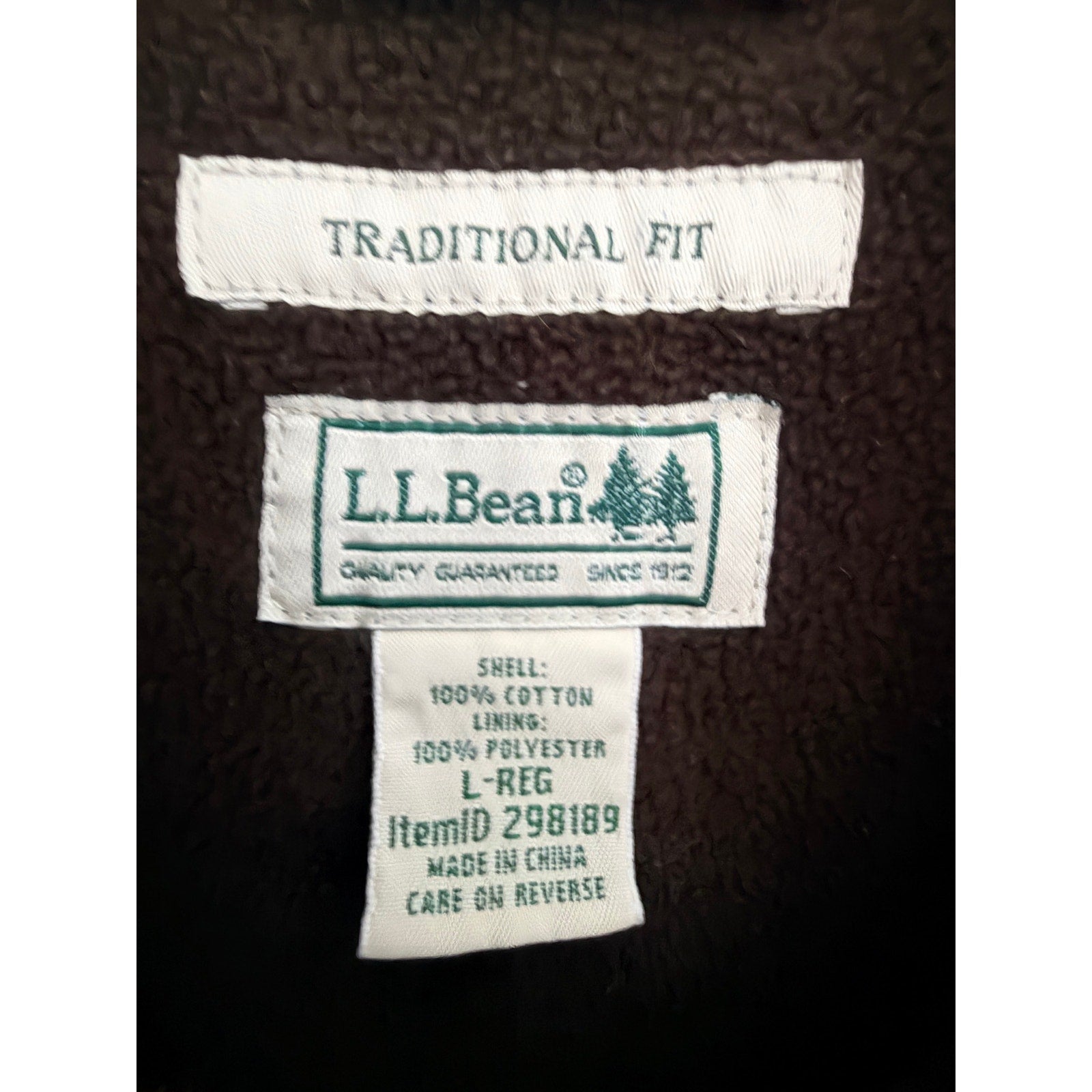 L.L.Bean Men's Red Plaid Fleece-Lined Flannel Shirt Large - product photo 3