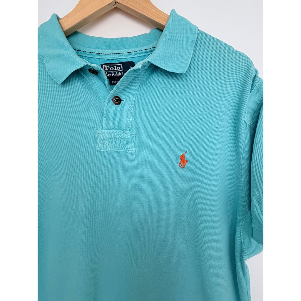 Polo Ralph Lauren Polo Shirt Mens XL Aqua Blue Custom Fit Pony Logo