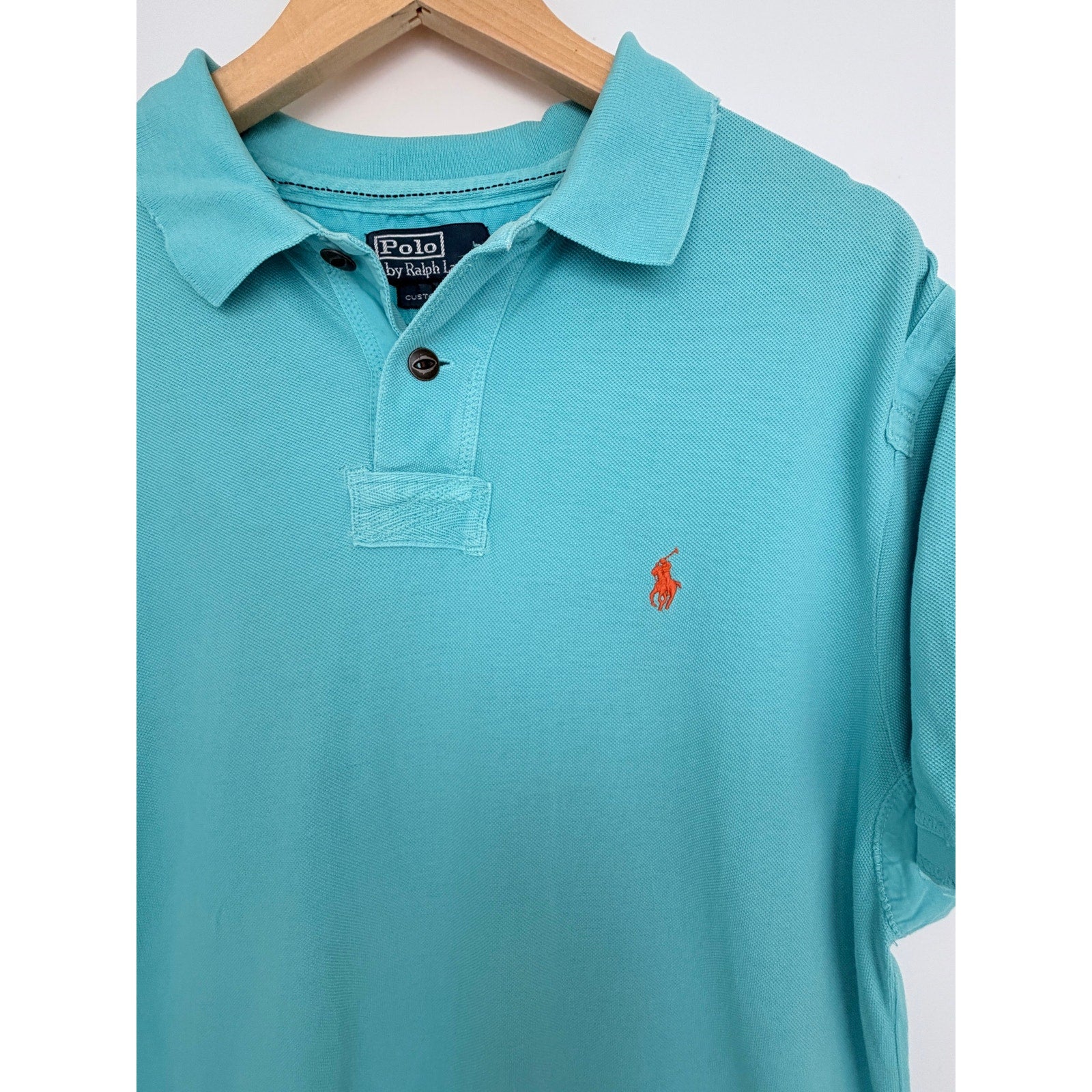 Polo Ralph Lauren Polo Shirt Mens XL Aqua Blue Custom Fit Pony Logo
