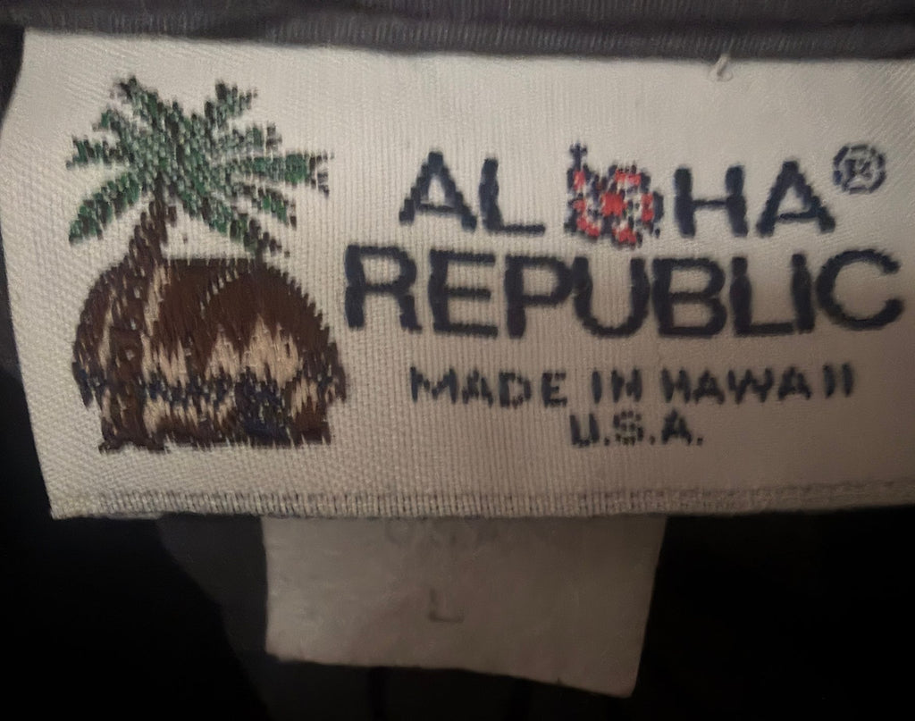 Aloha Republic Men's Black Button-Up — brand label