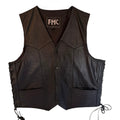 FMC Leather Vest Mens 48 Black Motorcycle Biker Snap Front Vintage