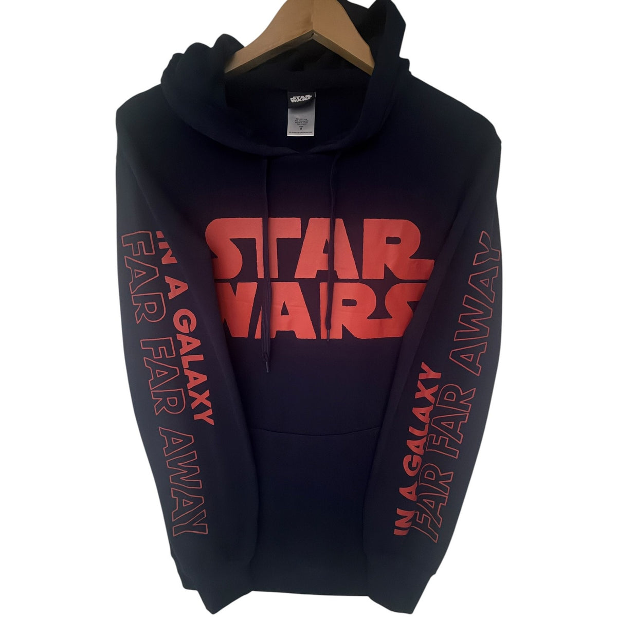 Star Wars Galaxy Far Far Away Graphic Sleeve Hoodie Black Red Mens S product image