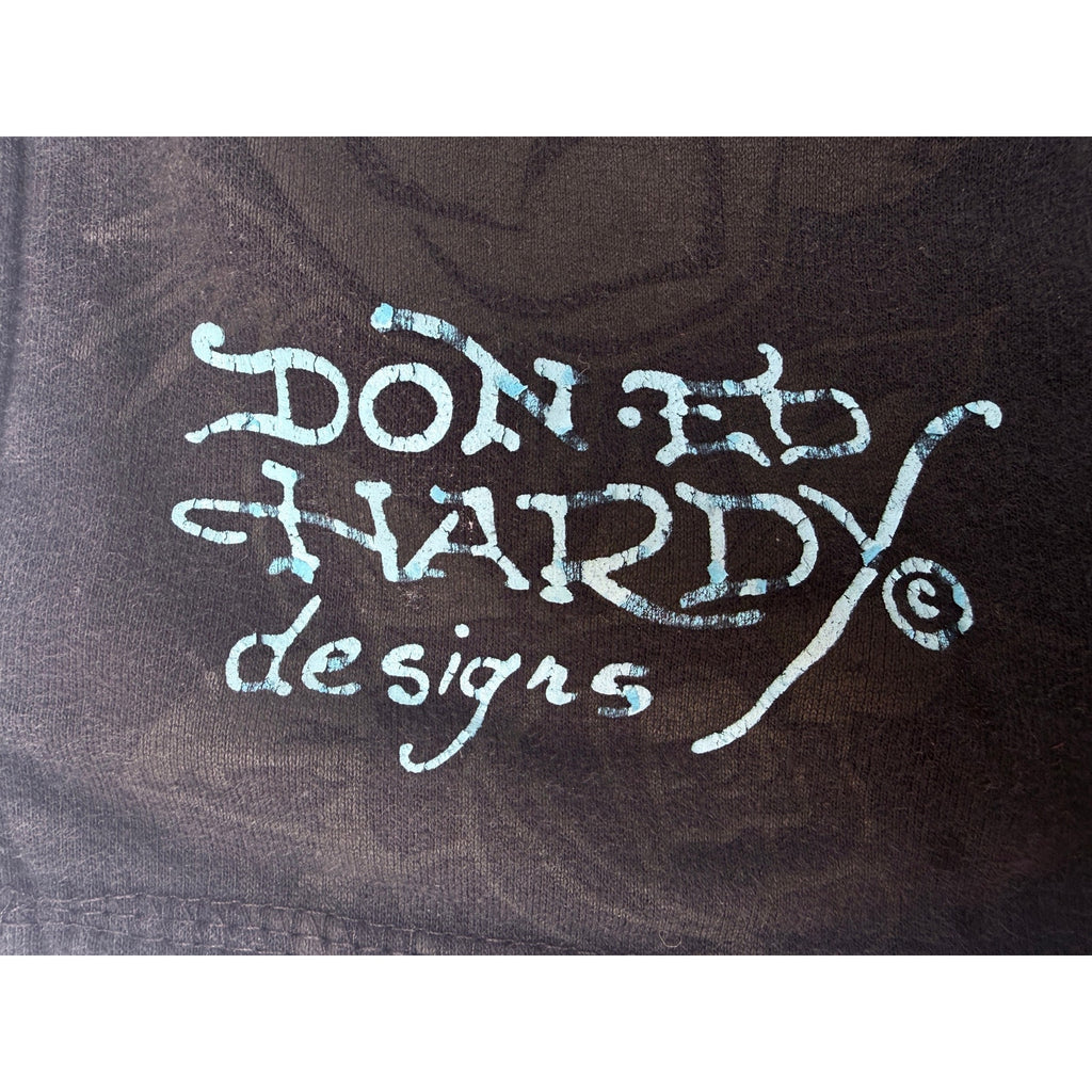 Ed Hardy Womens Shorts Large Black Graphic Floral Y2K Lounge Casual