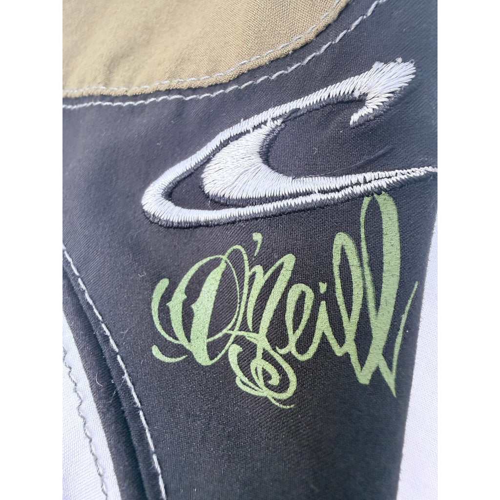 O'Neill Mens Board Shorts 34 Tan Black Surf Swim Drawstring Beach Shorts
