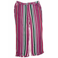 Free People Striped Wide Leg Pants Womens Size 6 Pink Green Cropped Linen Blend