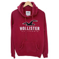 Hollister Hoodie Mens Large Red Embroidered Logo Pullover Sweatshirt