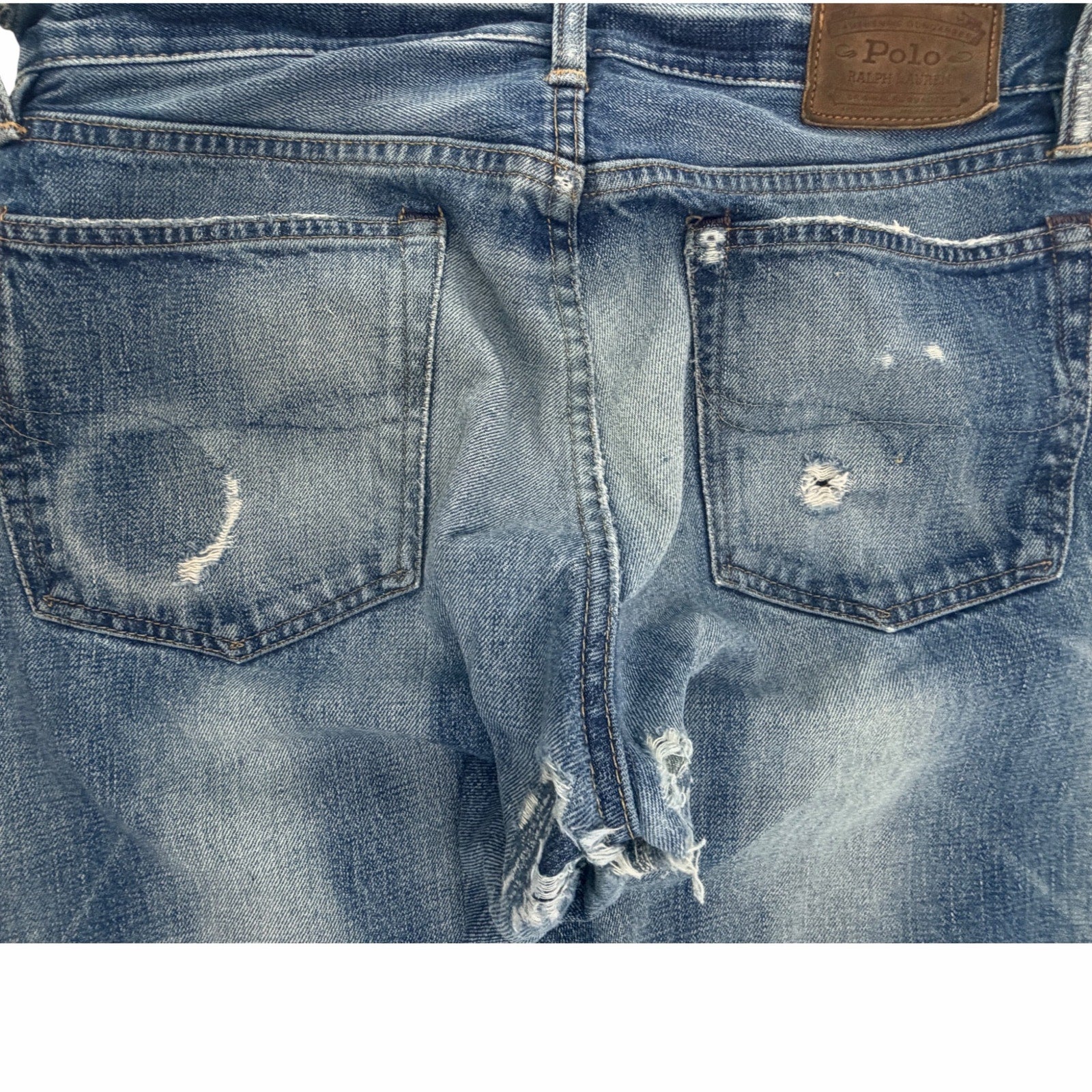 Polo Ralph Lauren Varick Slim Straight Distressed Jeans Mens 31x30 Blue