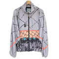 Ixspa Vintage Windbreaker Jacket Mens Large Gray Abstract Full Zip Retro 90s