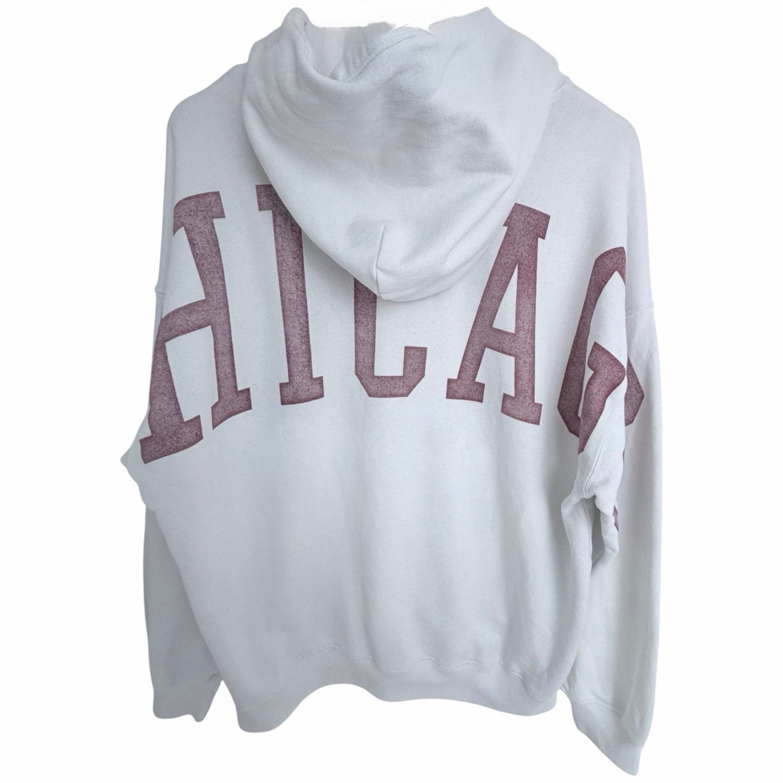 Hollister Chicago USA Aloha Hoodie Womens Medium White Oversized Pullover