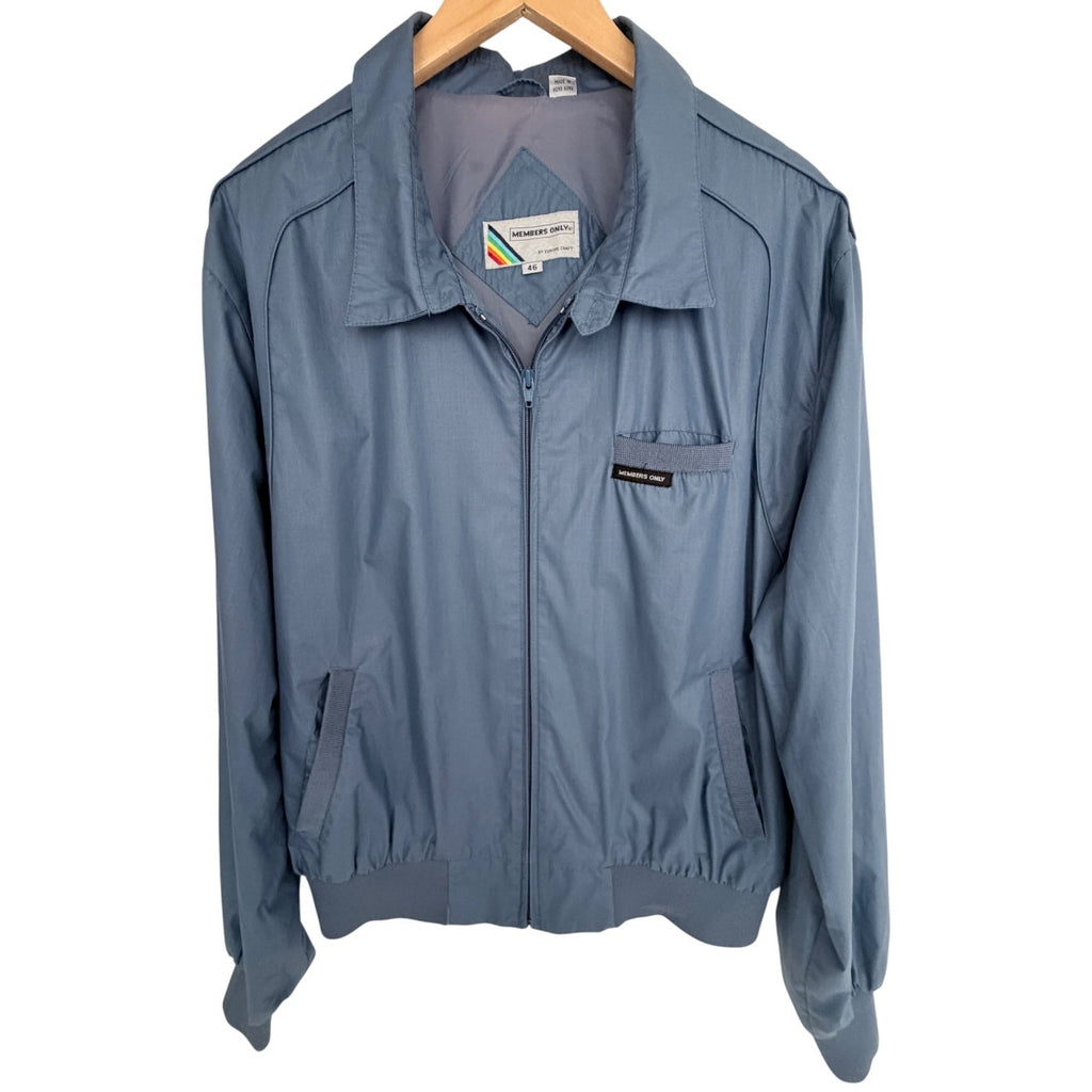 Members Only Vintage Jacket Mens 46 XL Blue Full Zip Lightweight Bomber USA
