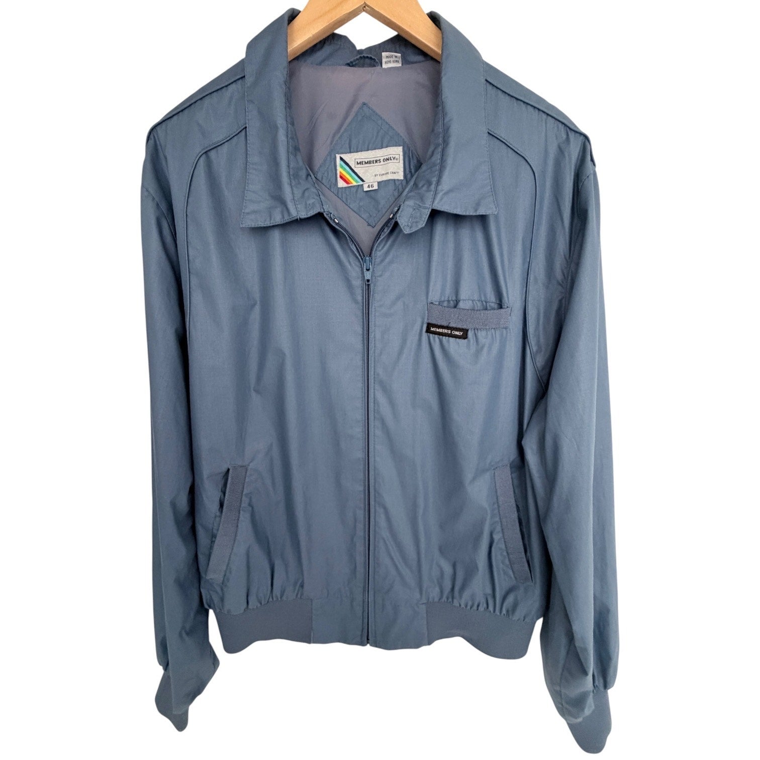 Members Only Vintage Jacket Mens 46 XL Blue Full Zip Lightweight Bomber USA