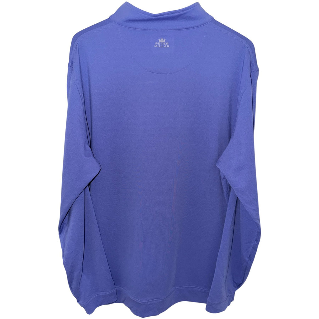 Peter Millar Men's Blue Denver Broncos Quarter-Zip Half-Zip Mock Neck Sweatshirt — back view