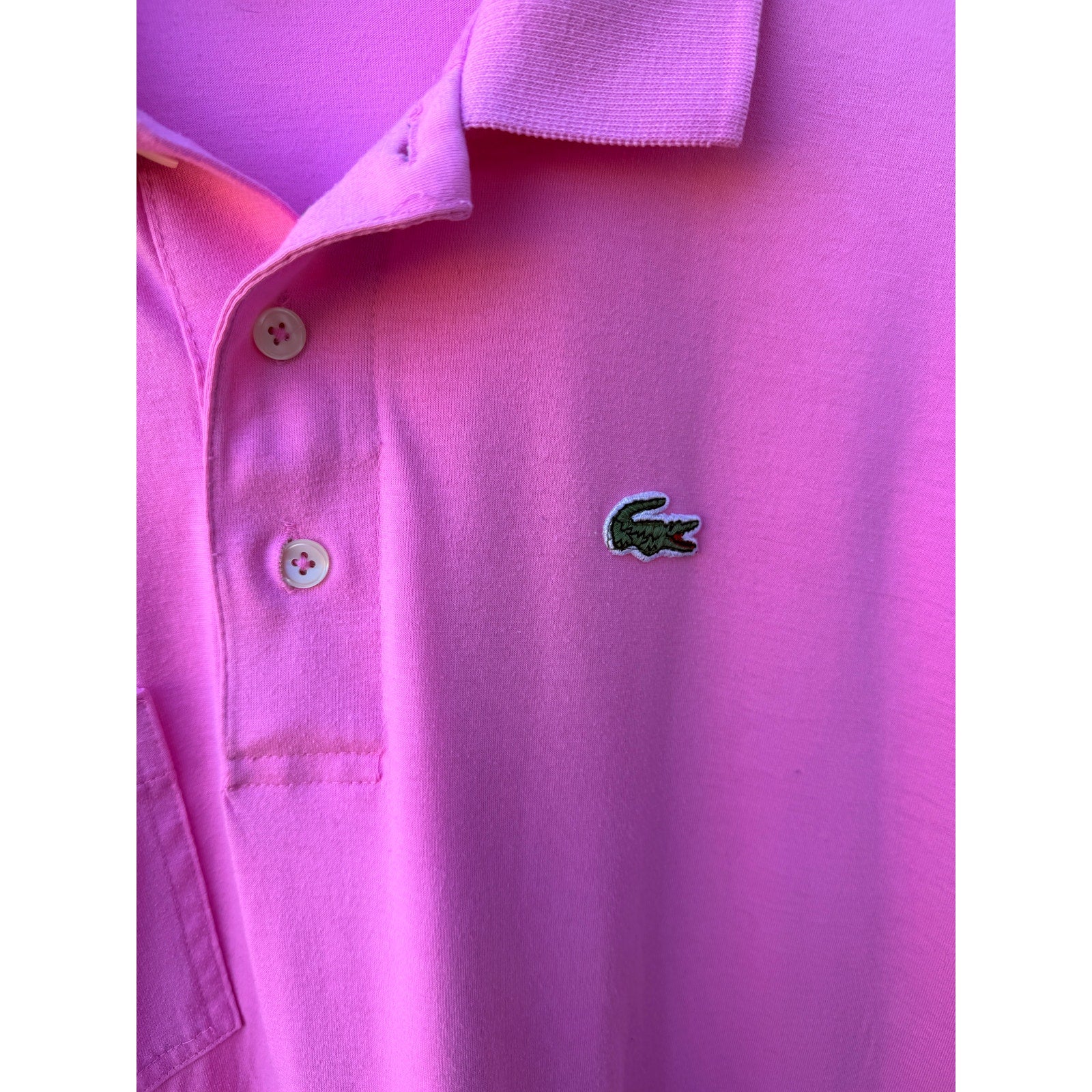 Lacoste Ized Pink Polo Shirt Large Made In Korea