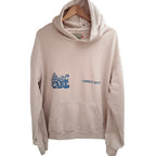 Lonely Ghost Men's Beige Fleece Oversized Hooded Hoodie — front view
