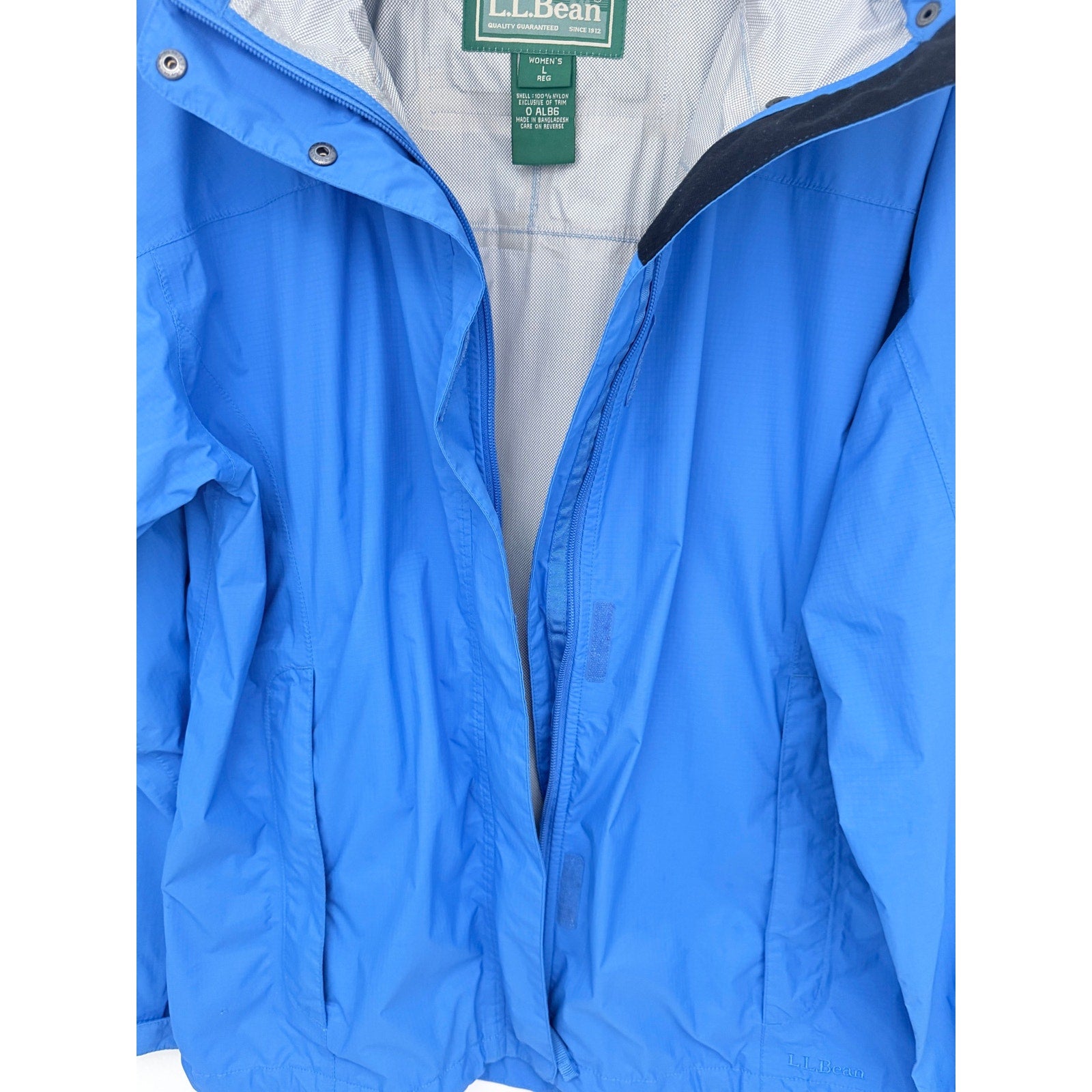 L.L.Bean Rain Jacket Womens Large Blue Hooded Outdoor Shell Coat