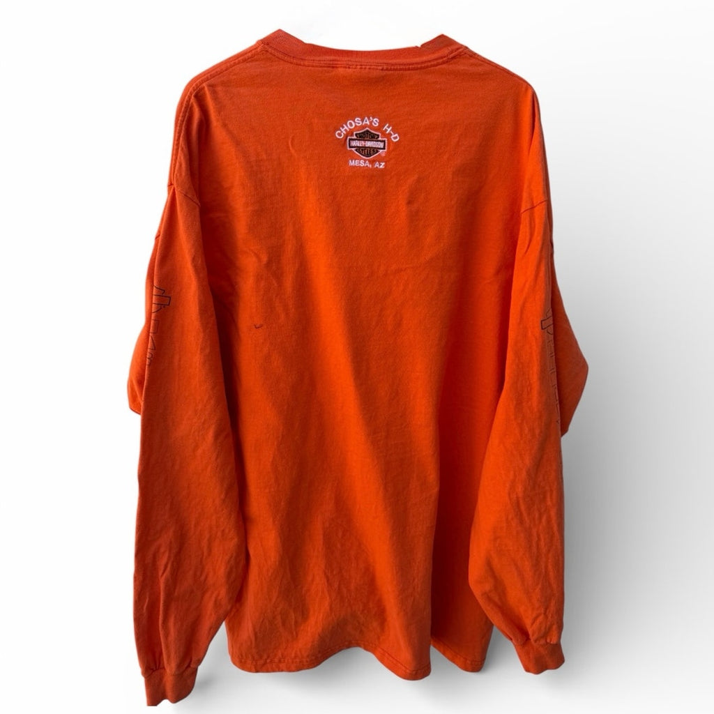 Harley Davidson Chosa HD Mesa AZ V-Twin Power Long Sleeve Shirt Mens XXL Orange