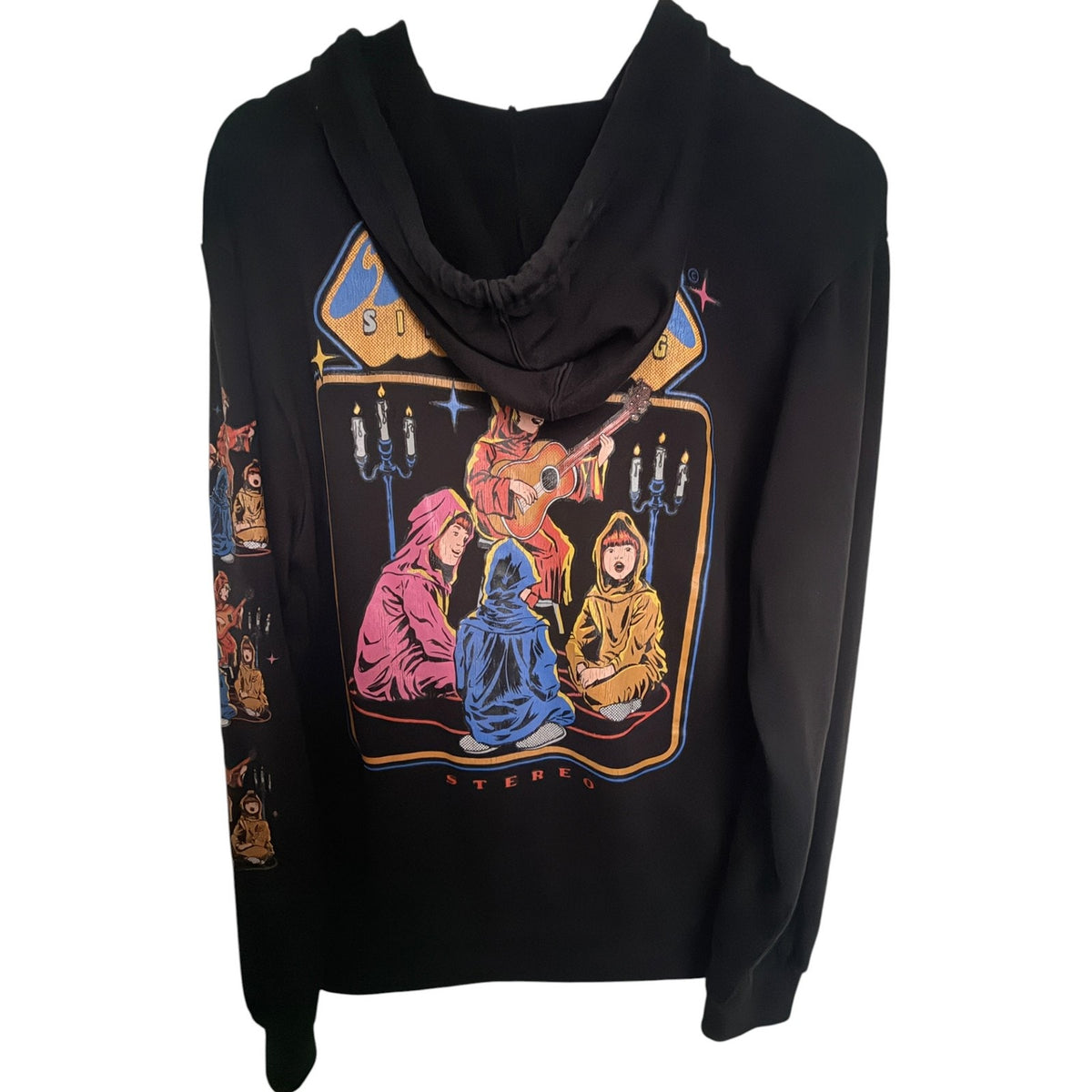 Steven Rhodes Black Drawstring hood Graphic Hooded Hoodie - Unisex M