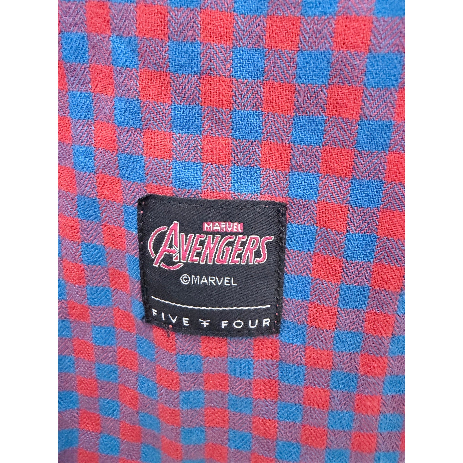 Marvel Avengers Reversible Button Up Shirt Mens Medium Plaid Casual Long Sleeve