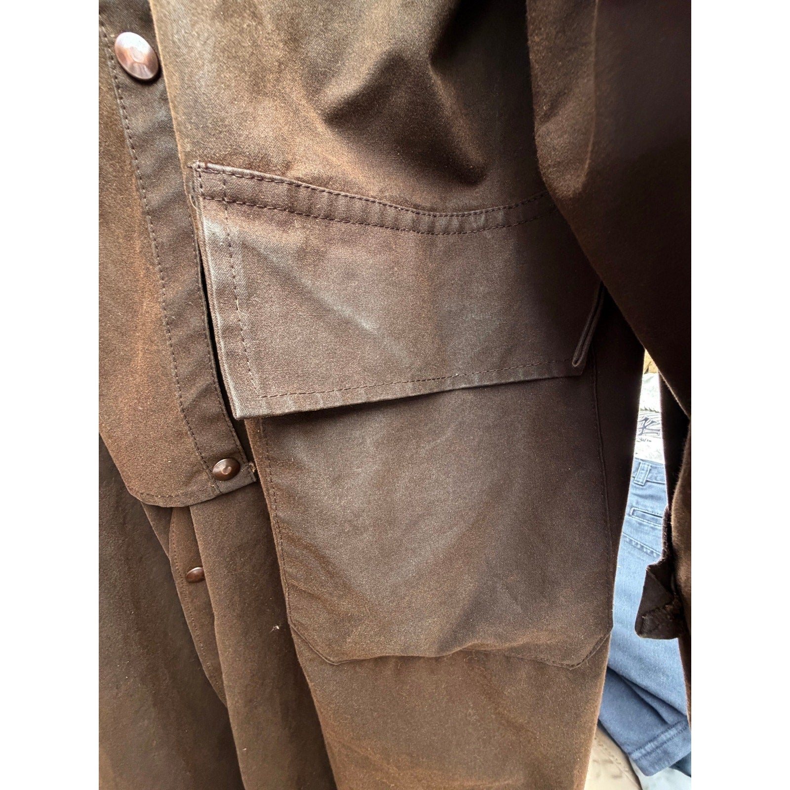 Australian Bushwear Oilskin Duster Coat Brown Long Ranch Jacket Mens One Size