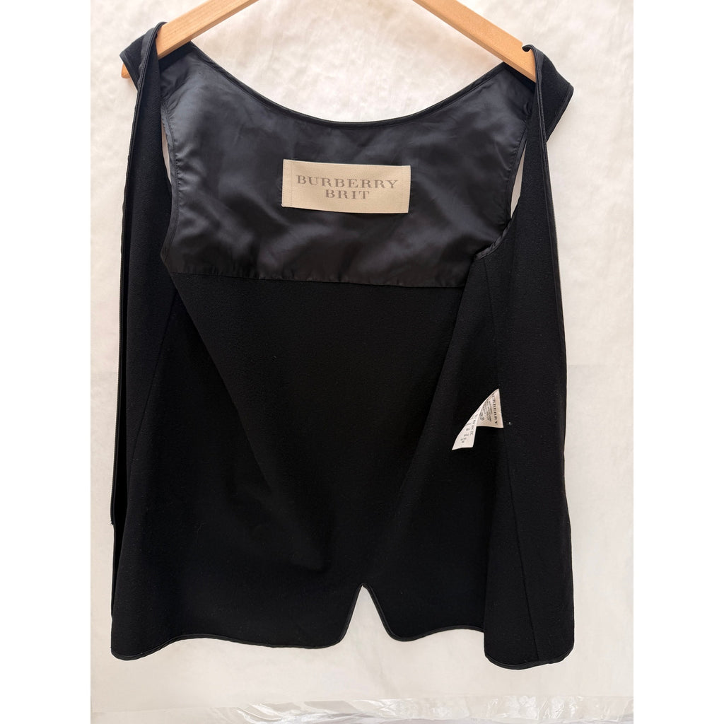Burberry Brit Sleeveless Vest Womens Black Tie Front Designer Layering Top