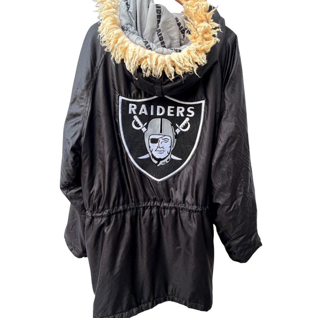 Vintage Oakland Raiders Parka Womens Size 8 Triple FAT Goose Down NFL Jacket
