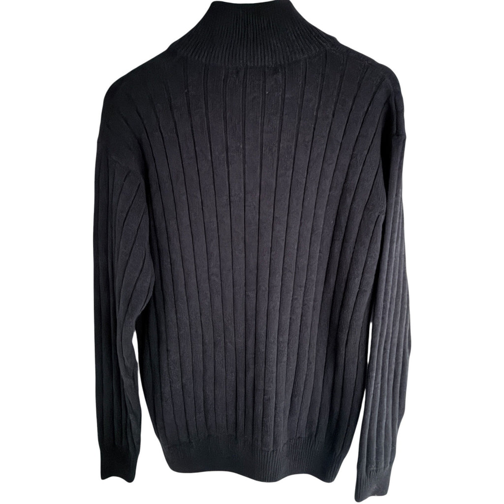 Polo Ralph Lauren Cable Knit Quarter Zip Sweater Mens Large Black Red Pony
